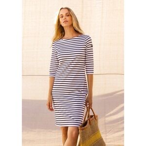 Saint James Propriano Anti-UV Nautical Striped Dress White Navy Size M